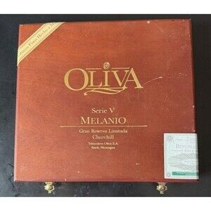 Oliva Robusto Serie V Melanio Maduro Empty Wood Cigar Box 9" x 6" x 1.5"